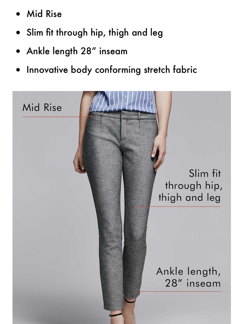 Banana Republic Gray Slim Mid-Rise Ankle Pants